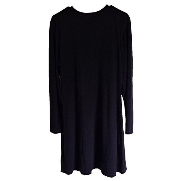 Express Women's XL Black Long Sleeve Rib Knit Sweater Dress Rhinestone Trim NEW - Picture 3 of 7